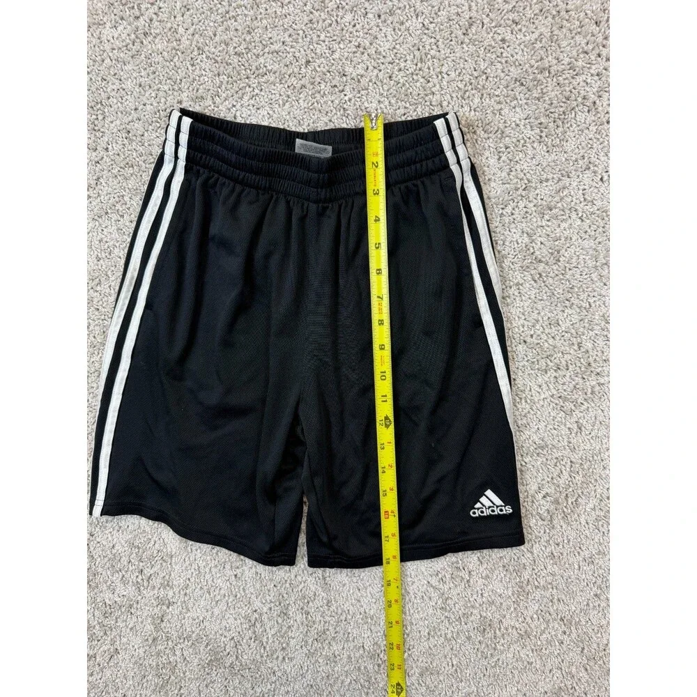 Adidas Boys Youth L 14/16 Black Athletic Shorts 3 Stripe Soccer Basketball